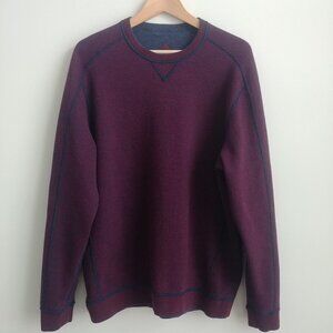 Tommy Bahama Reversible Mens Cotton Sweater Navy Blue Burgundy Red